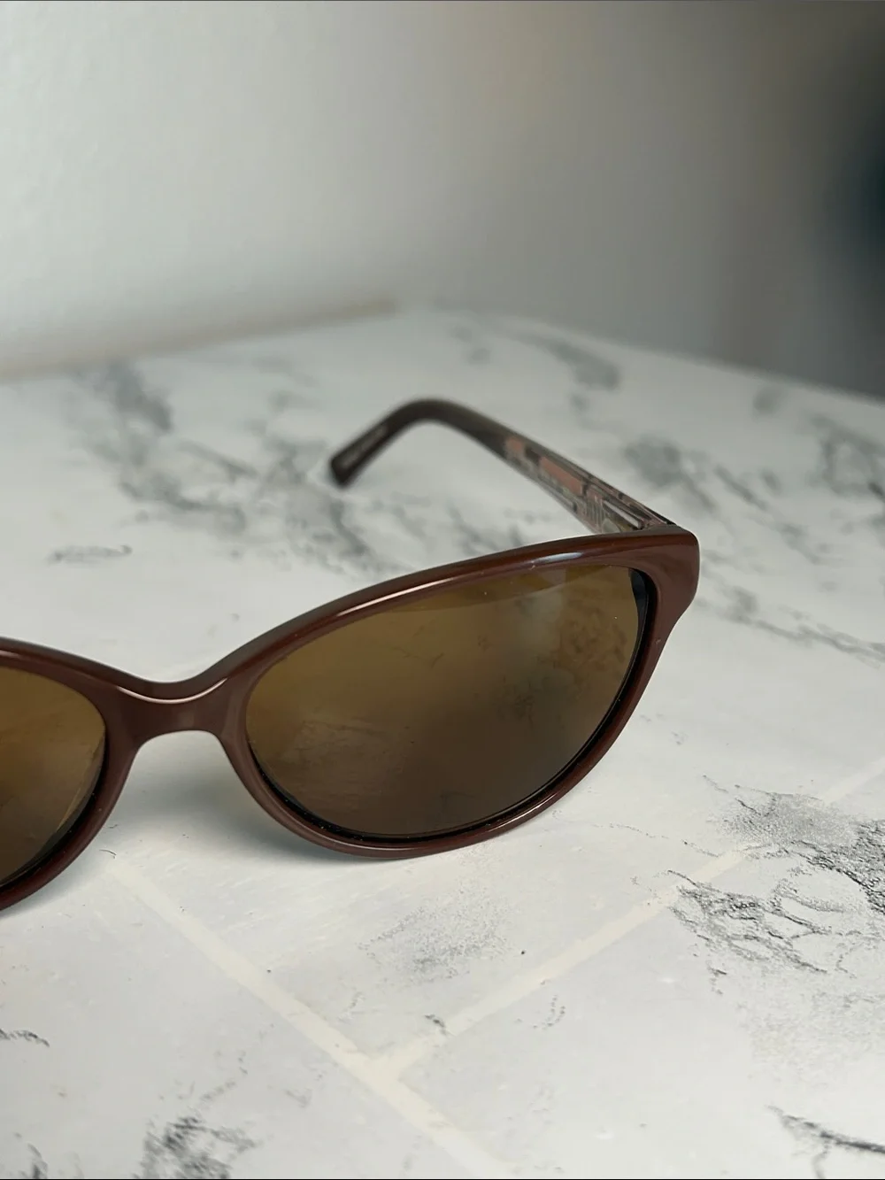 Salsa S705 Brown Oval Cat-Eye Sunglasses Geometric Arms 54-14-135 NWT